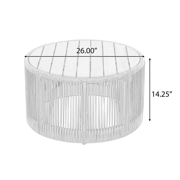 Walker Edison | Modern Woven Rope Design Coffee Table and Side Table Set of 2 - Image 5