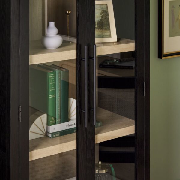 Chantelle Modern Arched Bookshelf with Glass Doors - Image 6