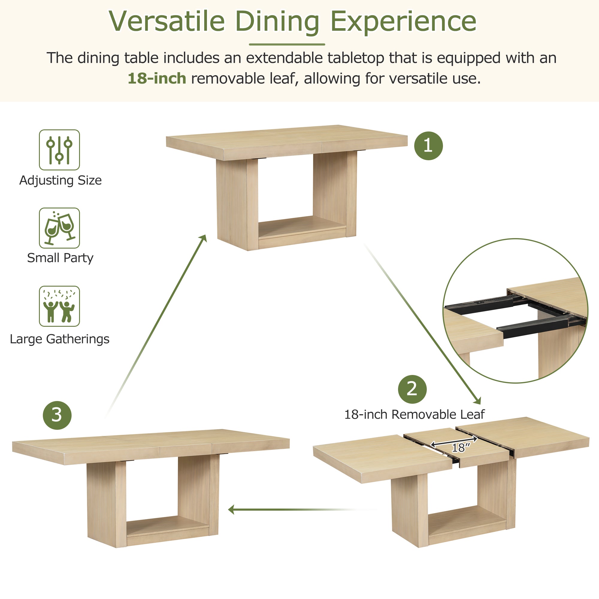 Walker Edison | Contemporary 6-Piece 78 Extendable Dining Table Full Set - Image 4