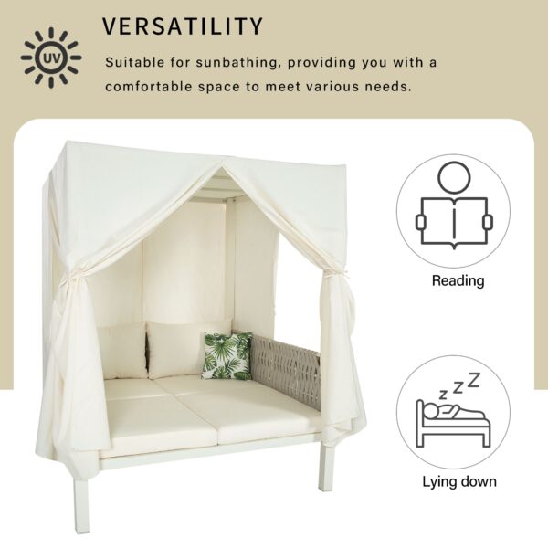 Walker Edison | Posh Outdoor Patio Sunbed with Curtains - Image 15