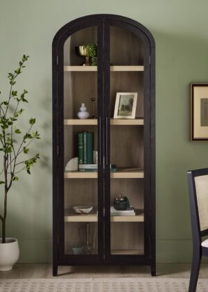 Chantelle Modern Arched Bookshelf with Glass Doors