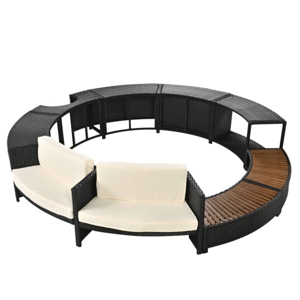 Walker Edison | Spa Surround Spa Frame Patio Rattan Sofa Set with Storage Spaces - Image 22