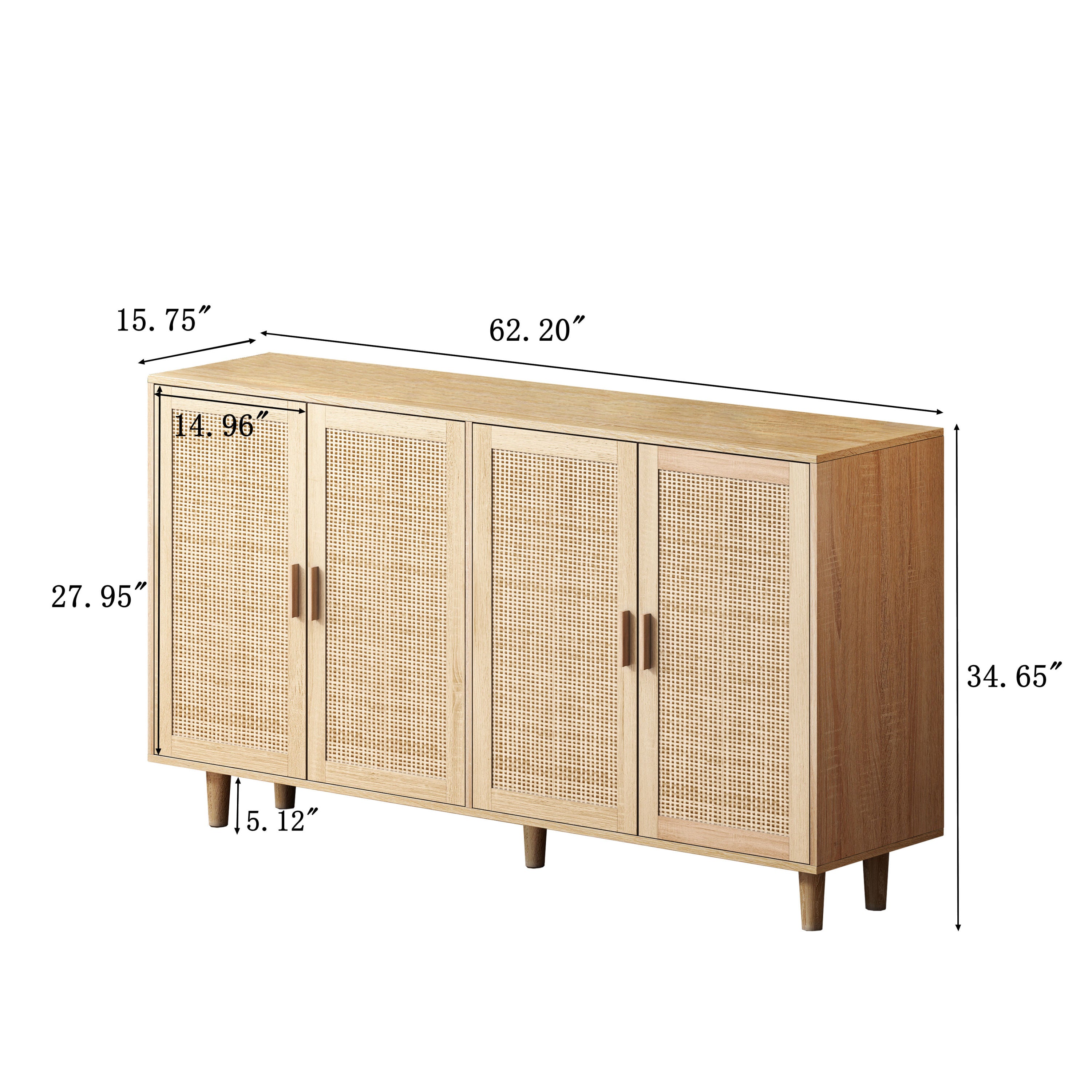 Walker Edison | Modern 4-Door Rattan Storage Sideboard TV Stand - Image 3