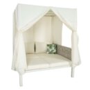 Walker Edison | Posh Outdoor Patio Sunbed with Curtains