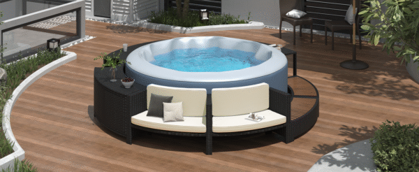 Walker Edison | Spa Surround Spa Frame Patio Rattan Sofa Set with Storage Spaces - Image 29