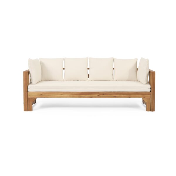 Walker Edison | Acacia Wood Outdoor Extendable Sofa into Daybed - Image 6
