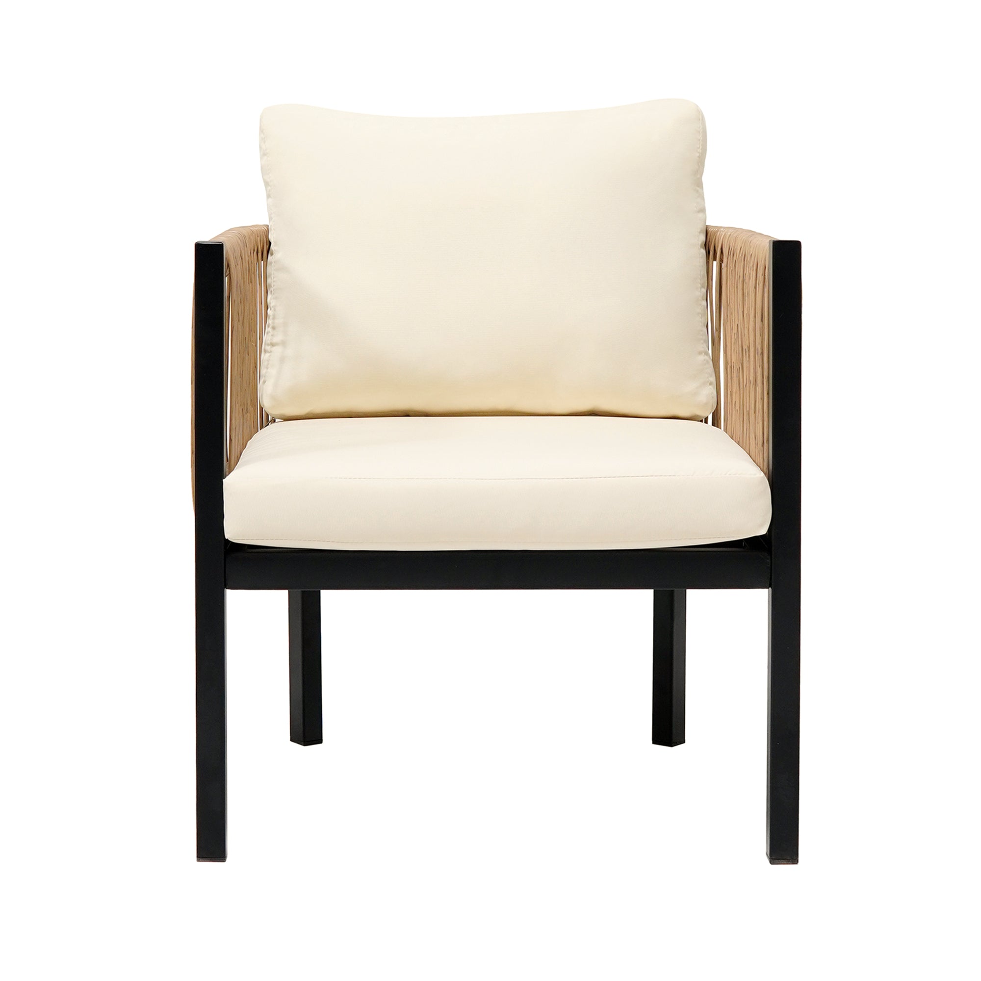 Walker Edison | Modern Rope Design Outdoor Loveseat Sofa Set with A Table - Image 14