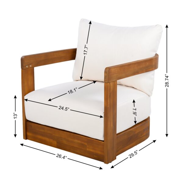 Walker Edison | Set of 2 Premium Acacia Wood Curve Design Outdoor Club Chairs - Image 5
