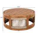 Walker Edison | Handwoven Rope Accent Boho Acacia Wood Outdoor Coffee Table