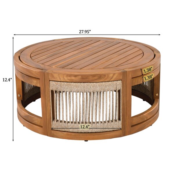 Walker Edison | Handwoven Rope Accent Boho Acacia Wood Outdoor Coffee Table - Image 5