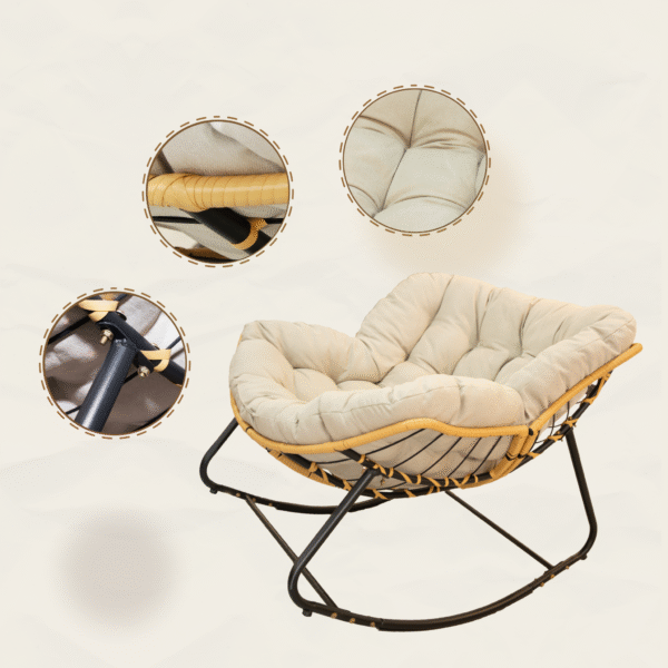Walker Edison | Cloud Papasan Outdoor Patio Egg Rocking Chair - Image 6