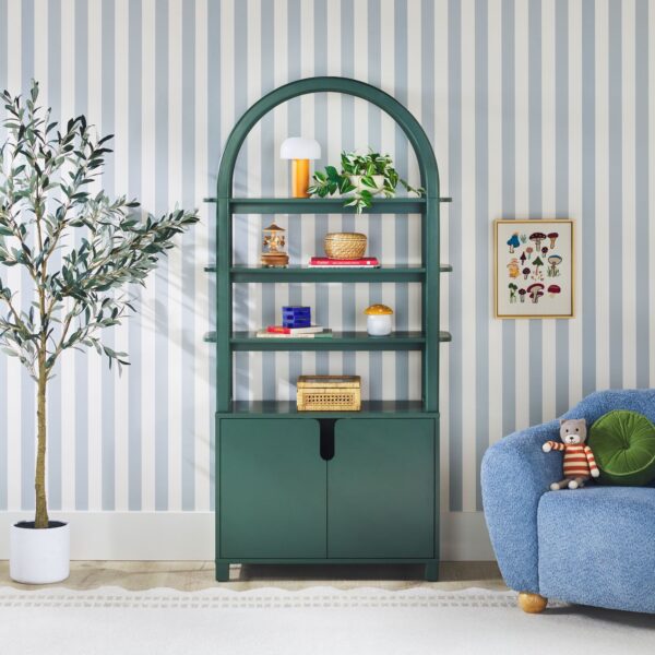 Zoey Modern Arched Wood Cabinet Storage Bookcase - Image 17
