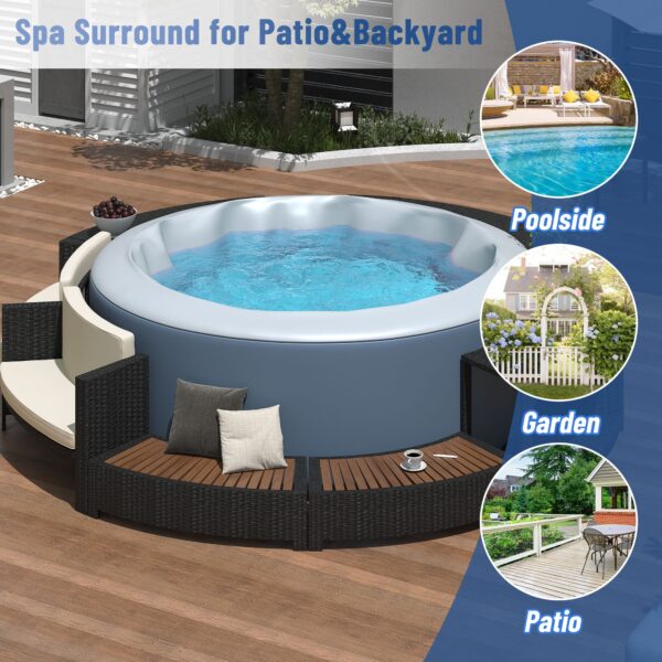 Walker Edison | Spa Surround Spa Frame Patio Rattan Sofa Set with Storage Spaces - Image 7