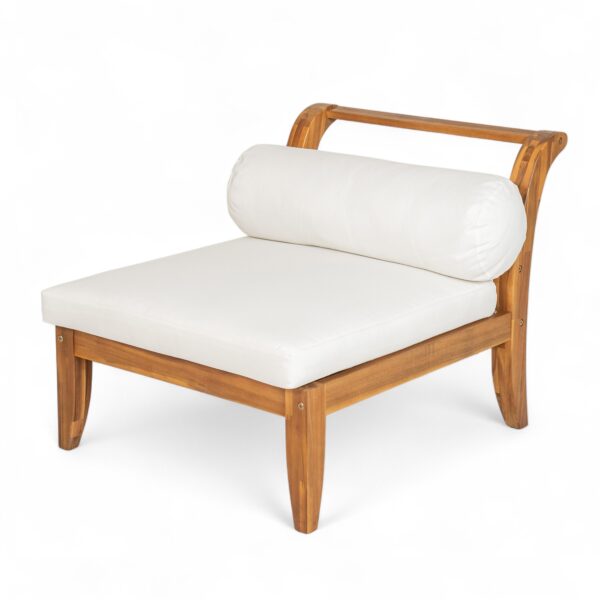 Walker Edison | Acacia Wood Outdoor Modular 6 Piece Sectional Sofa Set - Image 13