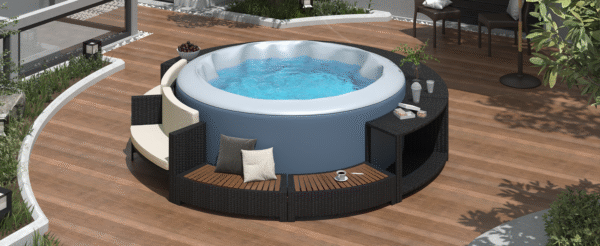 Walker Edison | Spa Surround Spa Frame Patio Rattan Sofa Set with Storage Spaces - Image 28