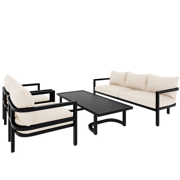 Walker Edison | Curve Design Steal Outdoor Sofa Set - Image 4
