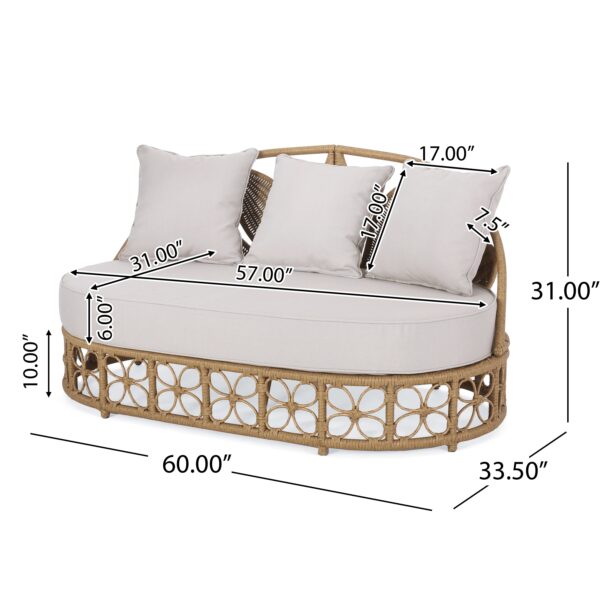 Walker Edison | Outdoor Wicker Daybed With Pillows - Image 3