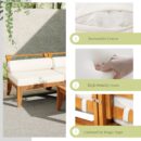 Walker Edison | Acacia Wood Outdoor Modular 6 Piece Sectional Sofa Set