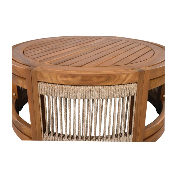 Walker Edison | Handwoven Rope Accent Boho Acacia Wood Outdoor Coffee Table - Image 6