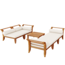 Walker Edison | Acacia Wood Outdoor Modular 6 Piece Sectional Sofa Set