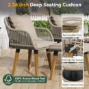 Walker Edison | 5 Piece Outdoor Patio Chat Set with Ottomans and Side Table