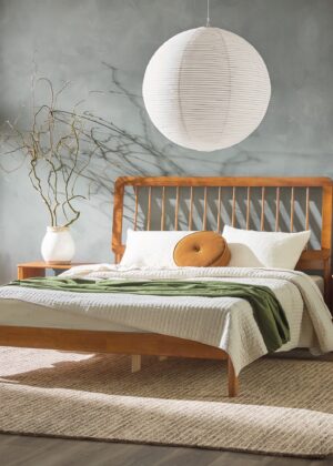 Cama Mid-Century Modern Solid Wood Spindle Bedframe