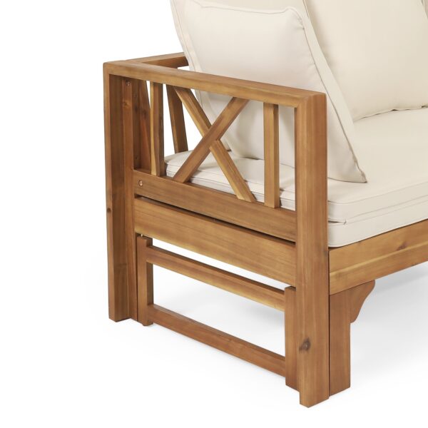 Walker Edison | Acacia Wood Outdoor Extendable Sofa into Daybed - Image 14