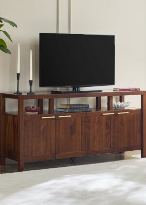 Isla Modern TV Stand with Glass Top