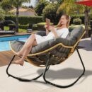 Walker Edison | Cloud Papasan Outdoor Patio Egg Rocking Chair
