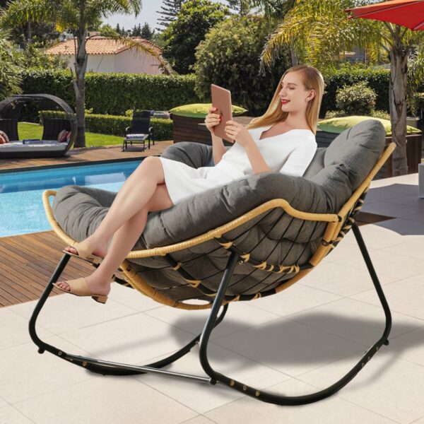Walker Edison | Cloud Papasan Outdoor Patio Egg Rocking Chair - Image 12