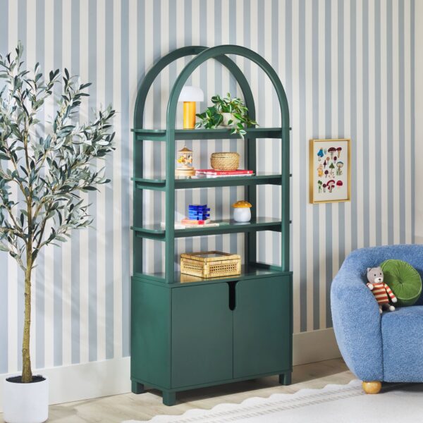 Zoey Modern Arched Wood Cabinet Storage Bookcase - Image 16
