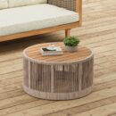 Walker Edison | Modern Woven Rope Design Coffee Table and Side Table Set of 2