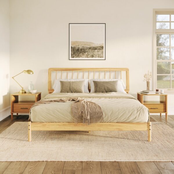 Cama Mid-Century Modern Solid Wood Spindle Bedframe - Image 2