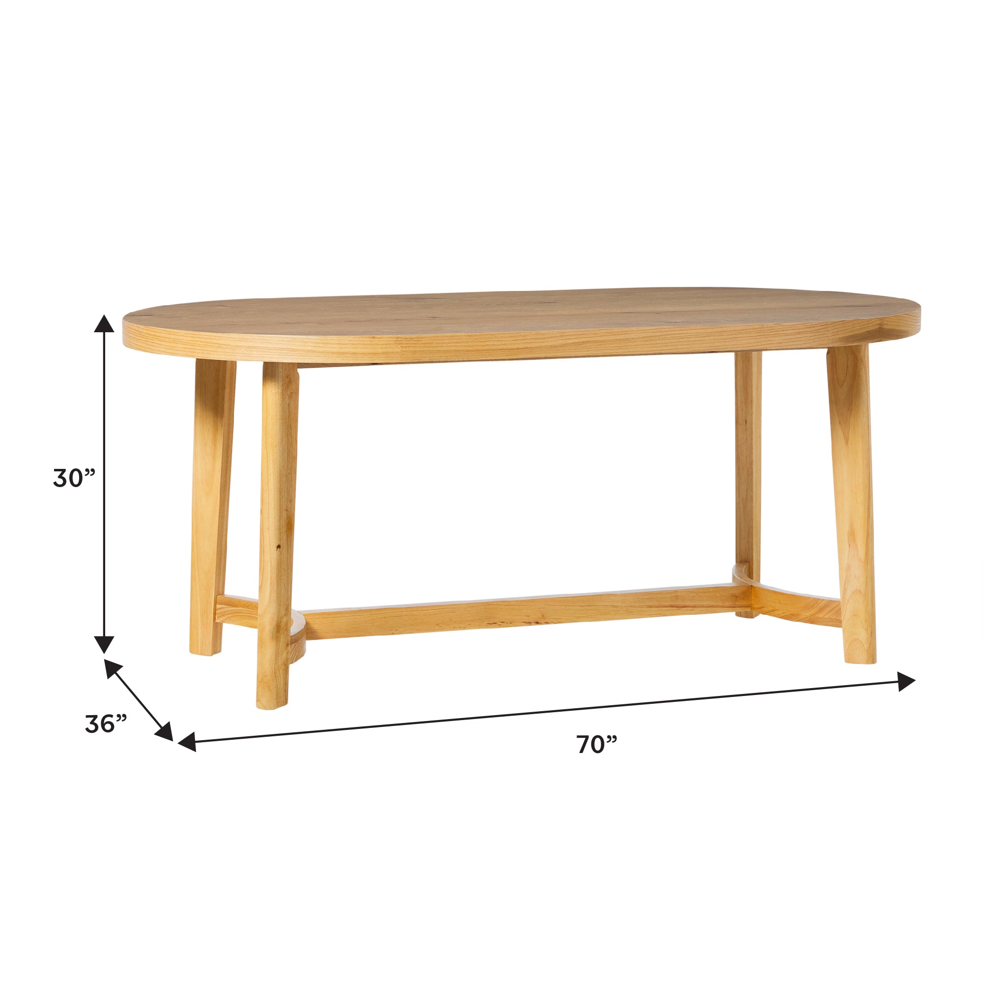 Nash Modern Farmhouse Rustic Solid Oak Wood Oval Dining Table - Image 6