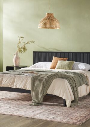Paris Contemporary Reeded Headboard Solid Wood Bed