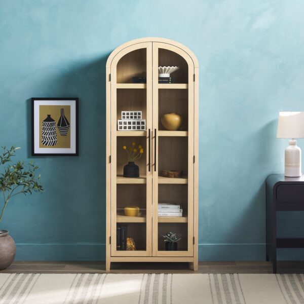 Chantelle Modern Arched Bookshelf with Glass Doors - Image 2