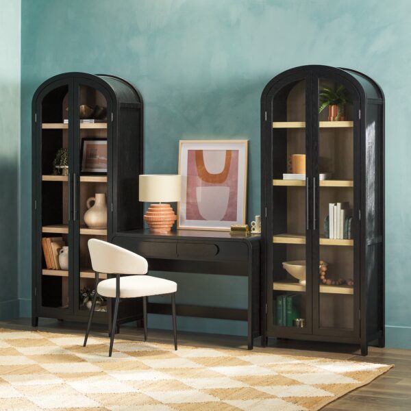 Chantelle Modern Arched Bookshelf with Glass Doors - Image 5