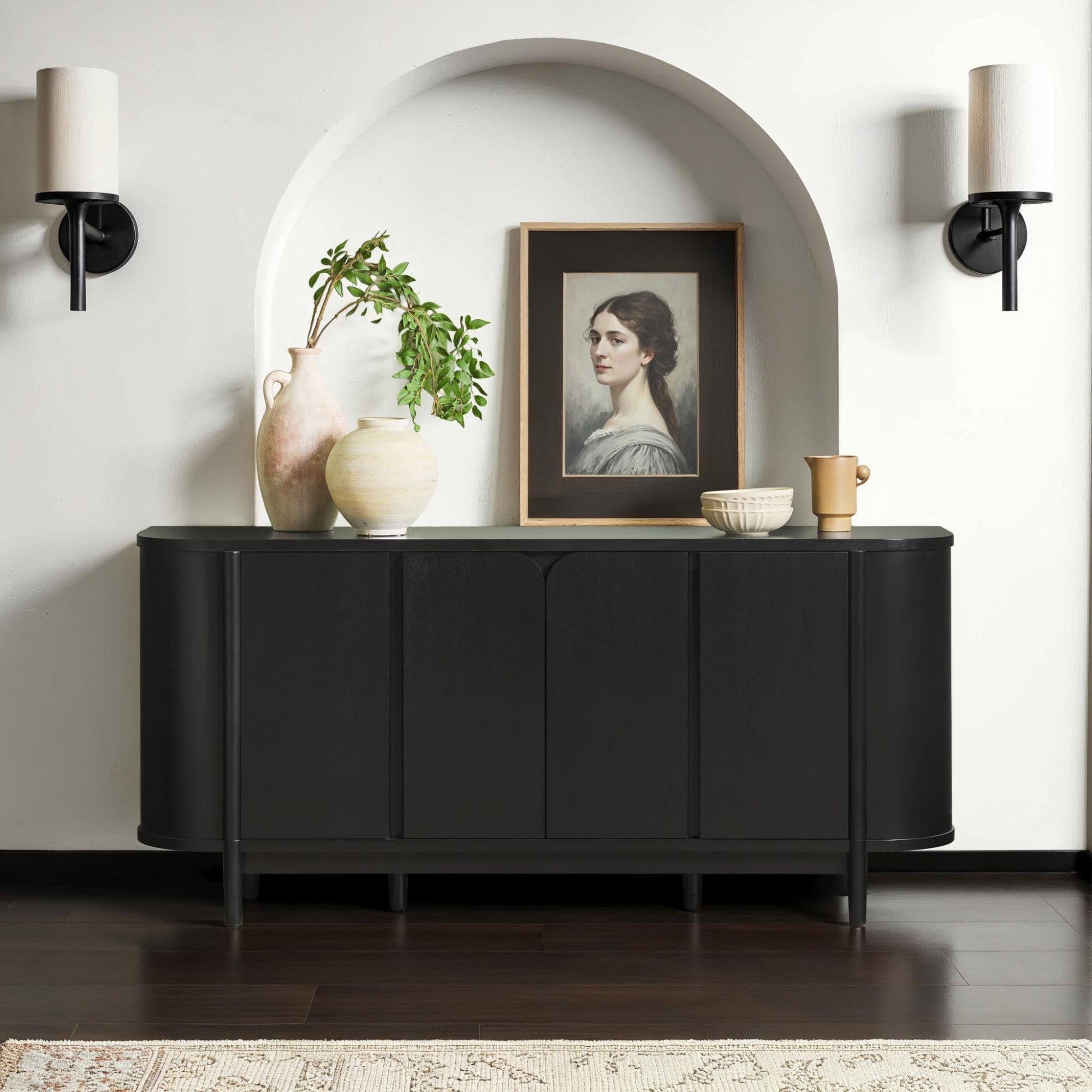 Ezra 70 Modern Curved Sideboard Cabinet - Image 9