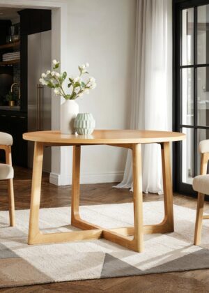 Ezra Modern Solid Wood Round Dining Table for 4