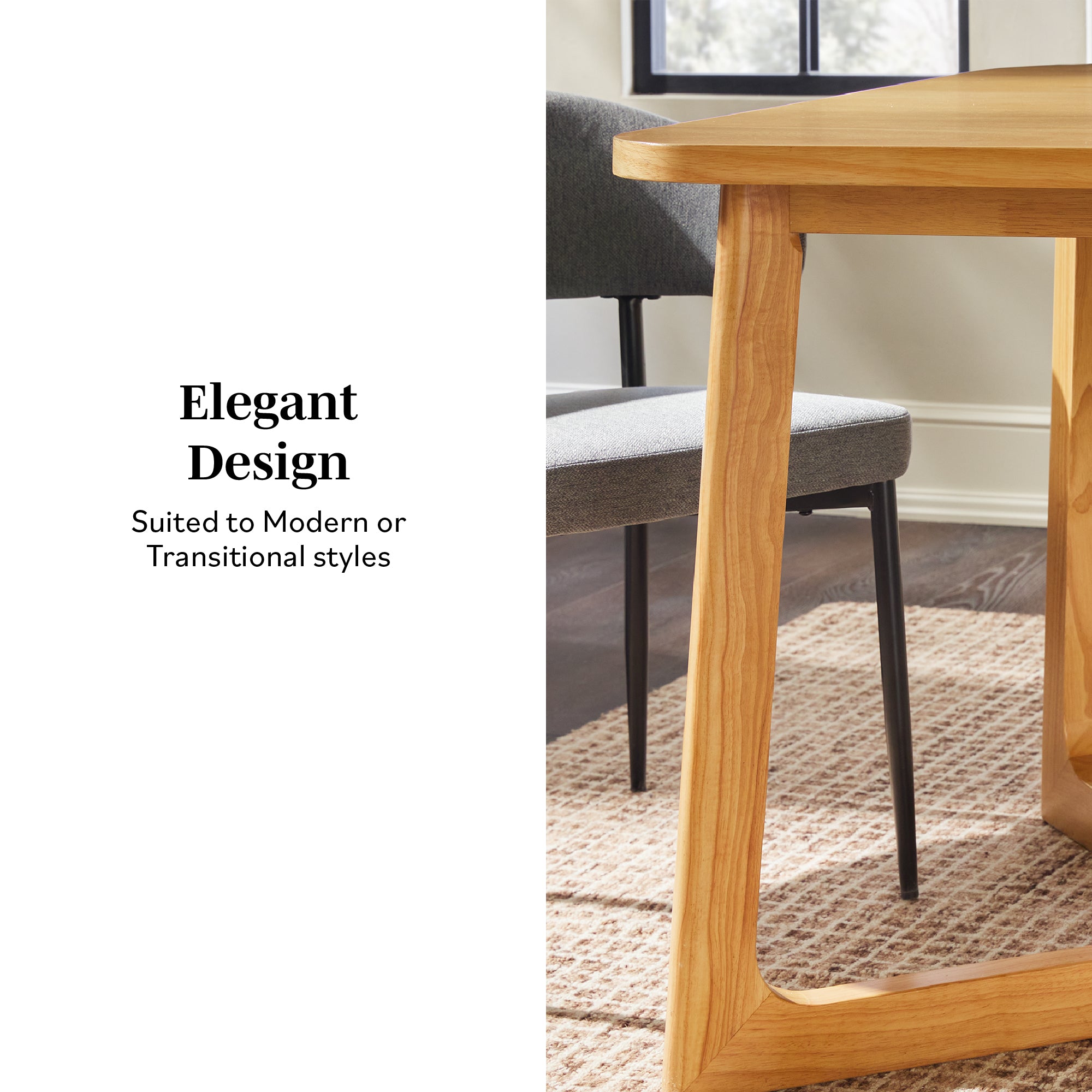 Ezra Modern Solid Wood Rectangle Dining Table for 6 - Image 2