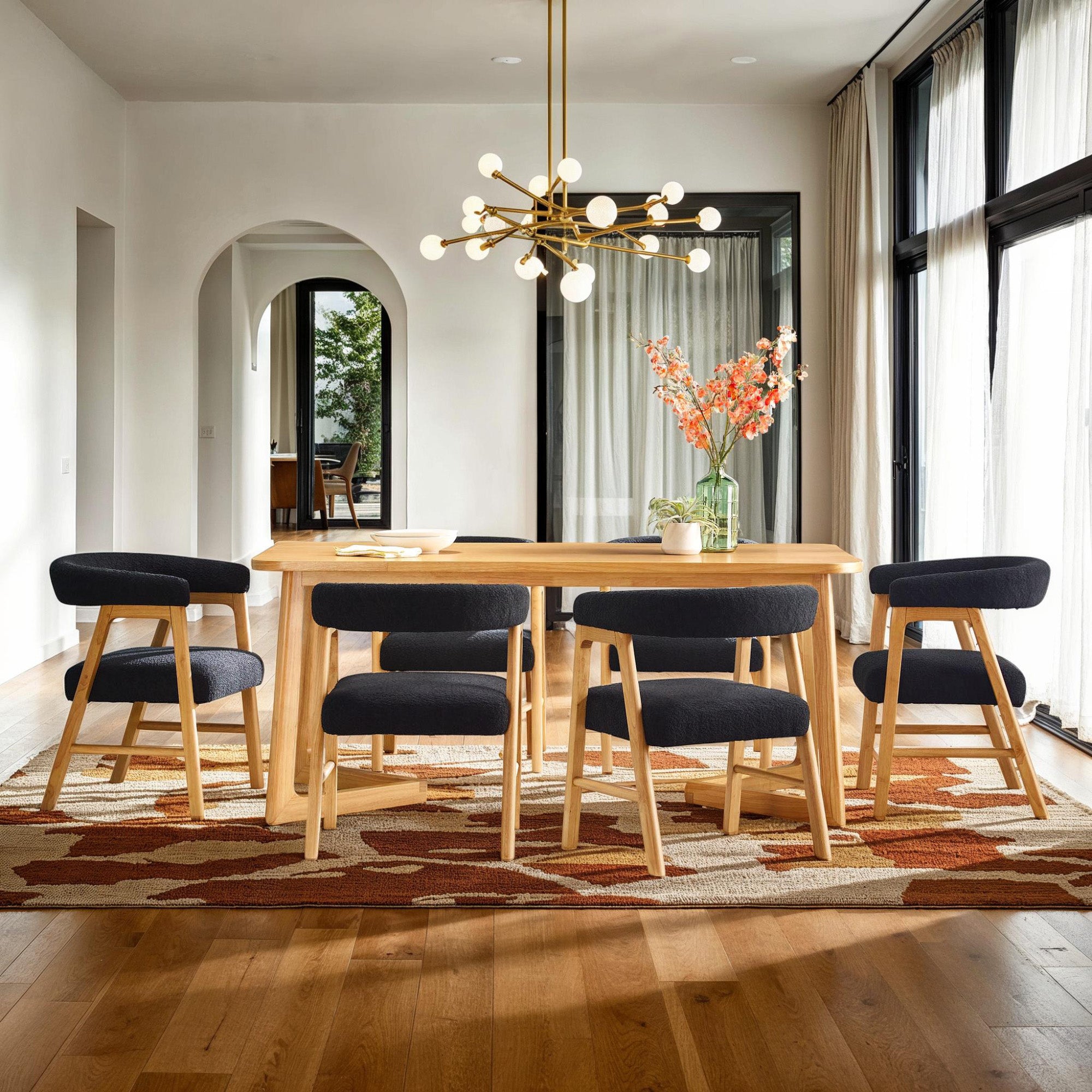 Ezra Modern Solid Wood Rectangle Dining Table for 6 - Image 3