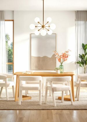 Ezra Modern Solid Wood Rectangle Dining Table for 6
