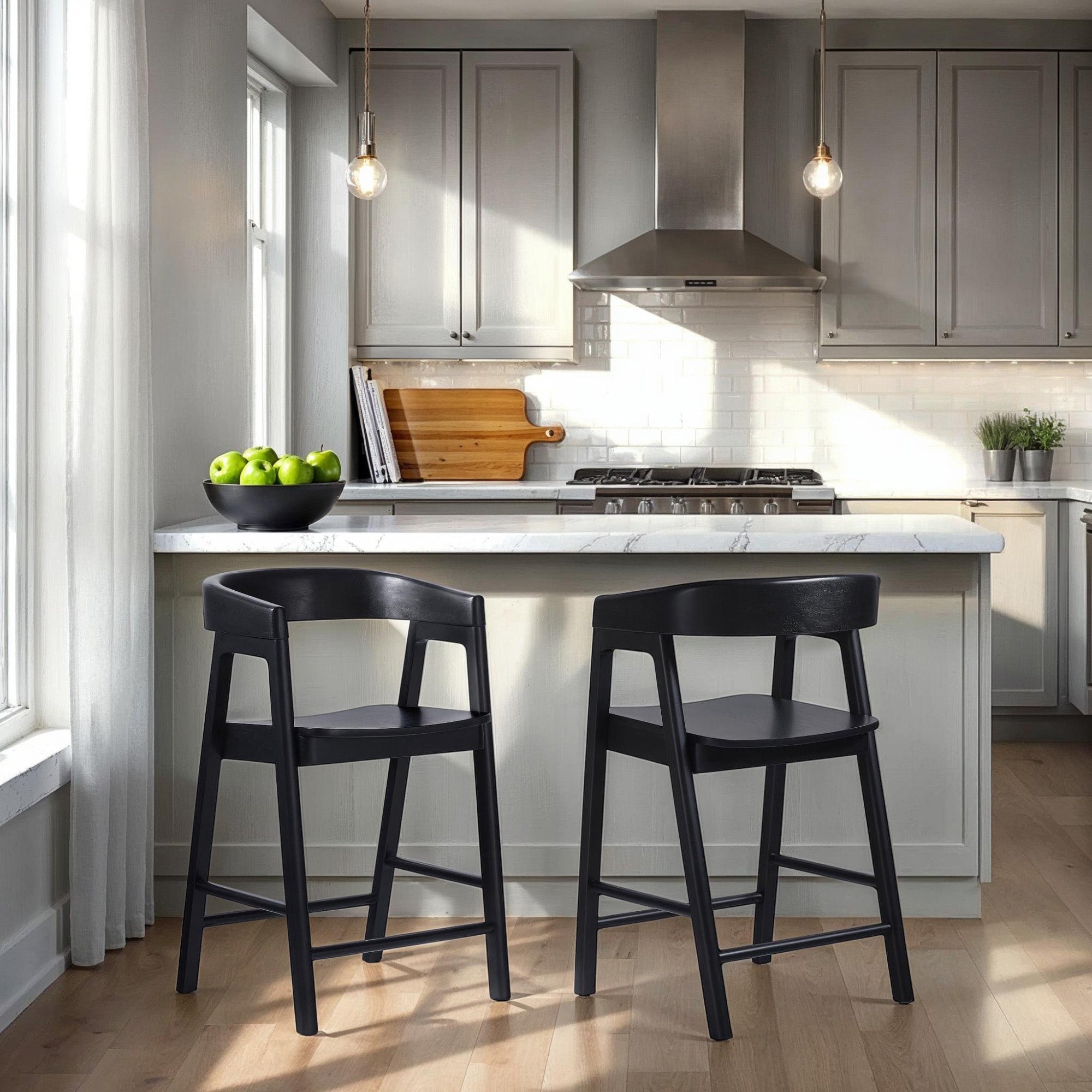 Ezra Modern Solid Wood Rounded Back Single Counter Stool - Image 7