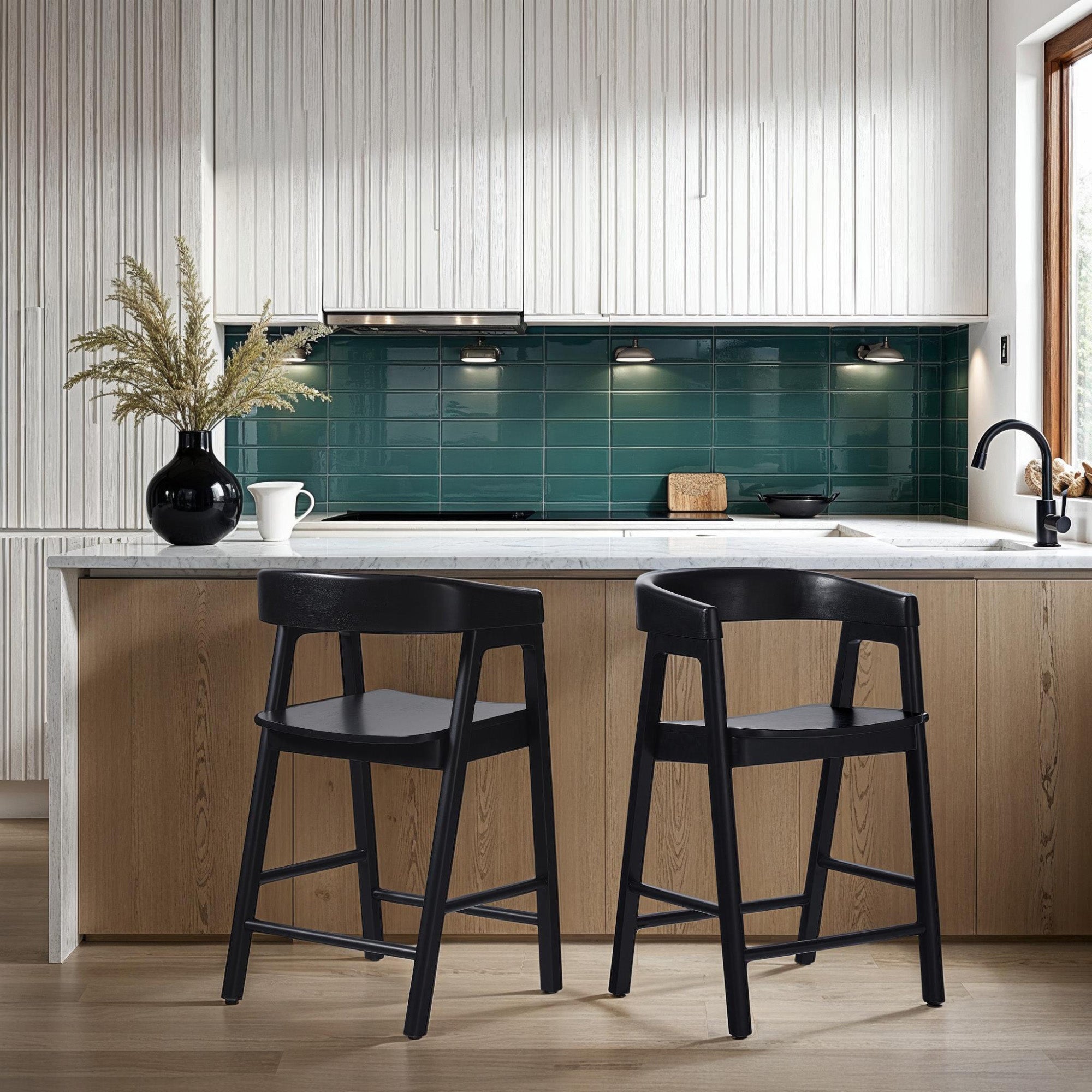 Ezra Modern Solid Wood Rounded Back Single Counter Stool - Image 5