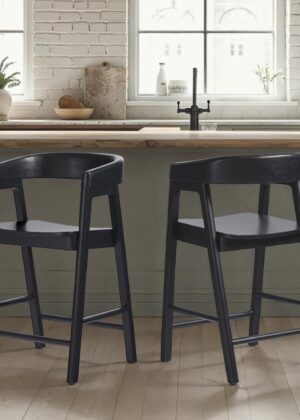 Ezra Modern Solid Wood Rounded Back Single Counter Stool