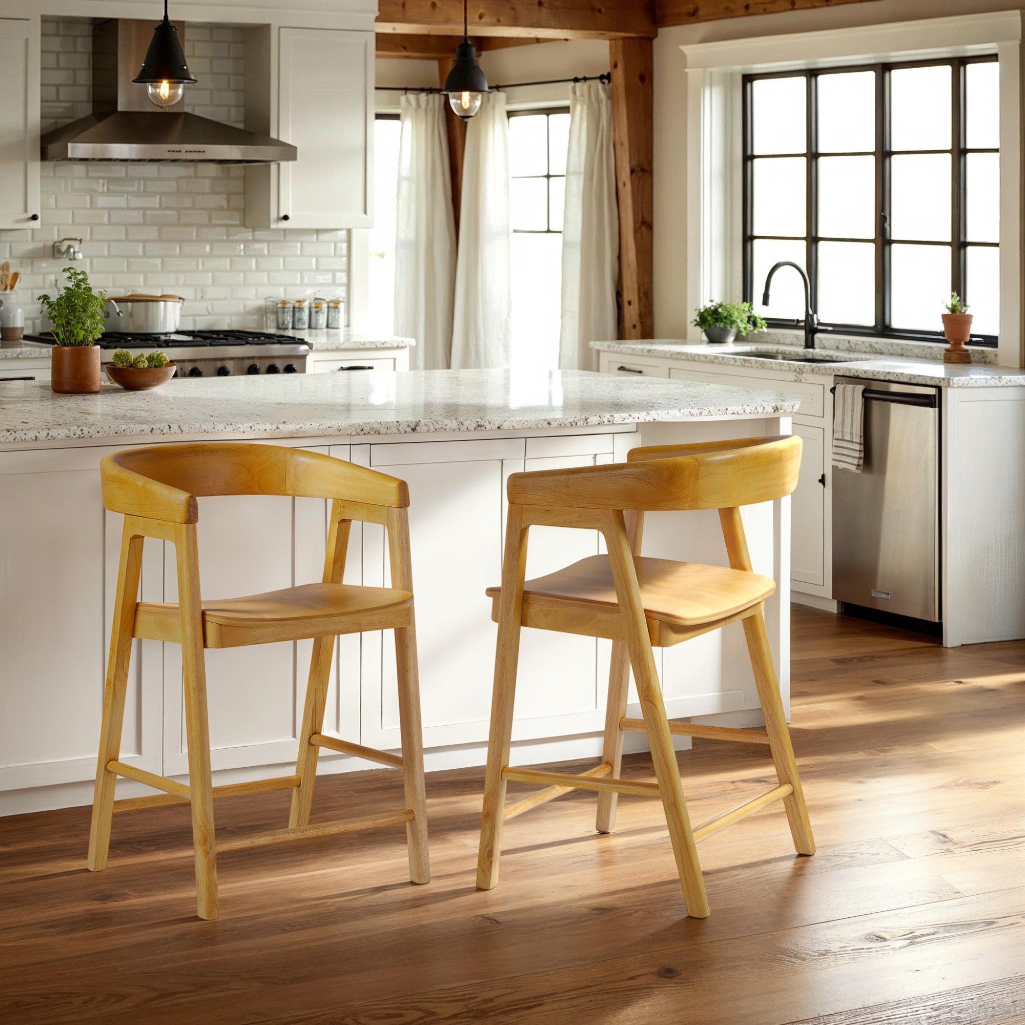 Ezra Modern Solid Wood Rounded Back Single Counter Stool - Image 14