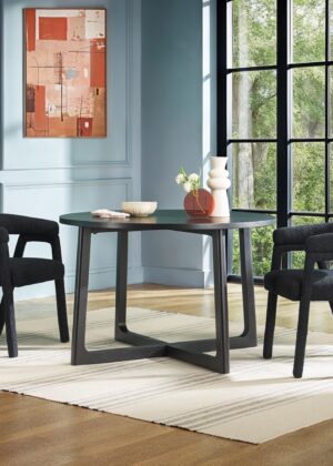 Ezra Modern Boucle Solid Wood Rounded Back Dining Chair (Set of 2)