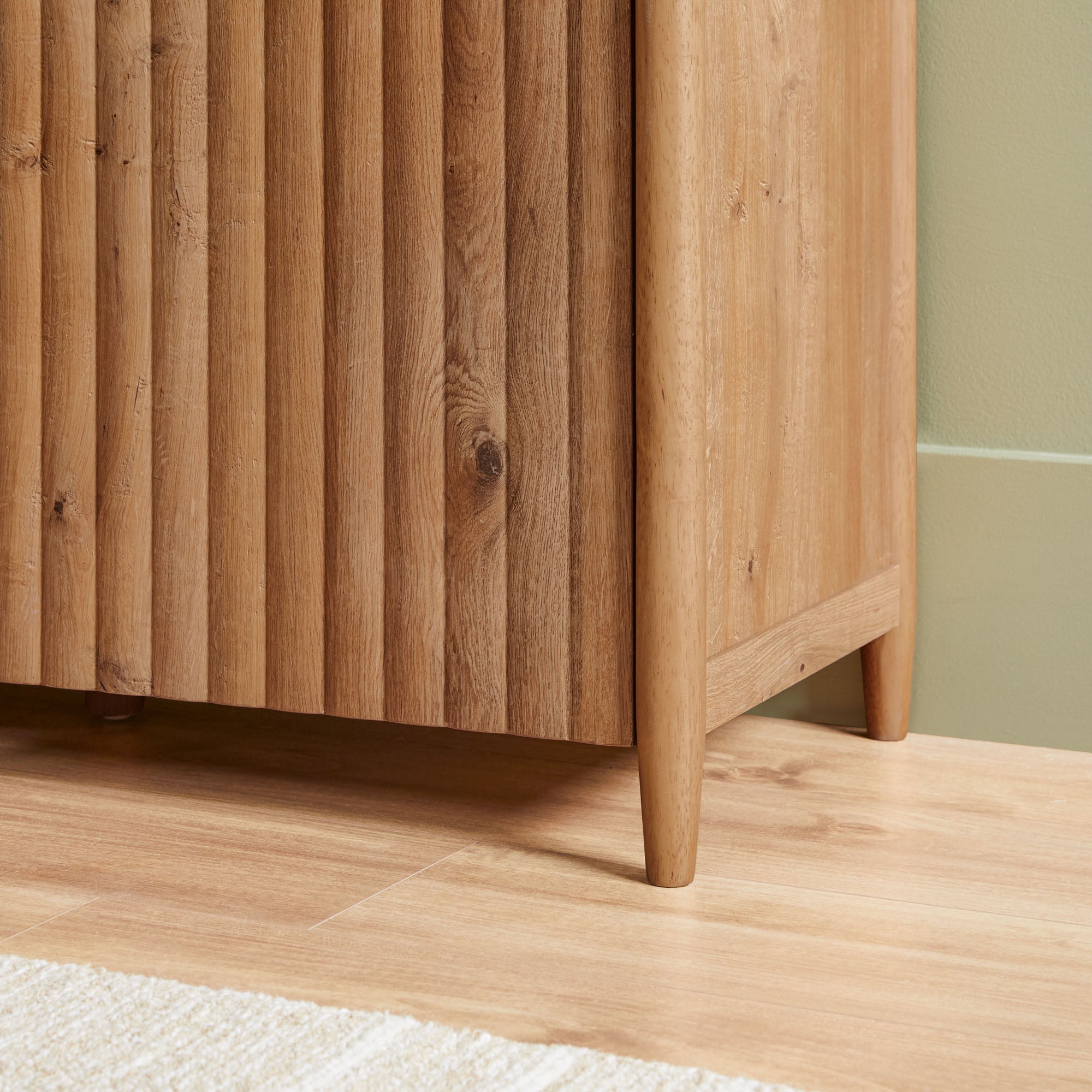 Flynn Scandinavian Reeded TV Stand with Storage - Image 13