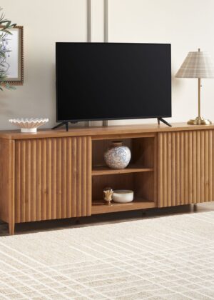 Flynn Scandinavian Reeded TV Stand with Storage