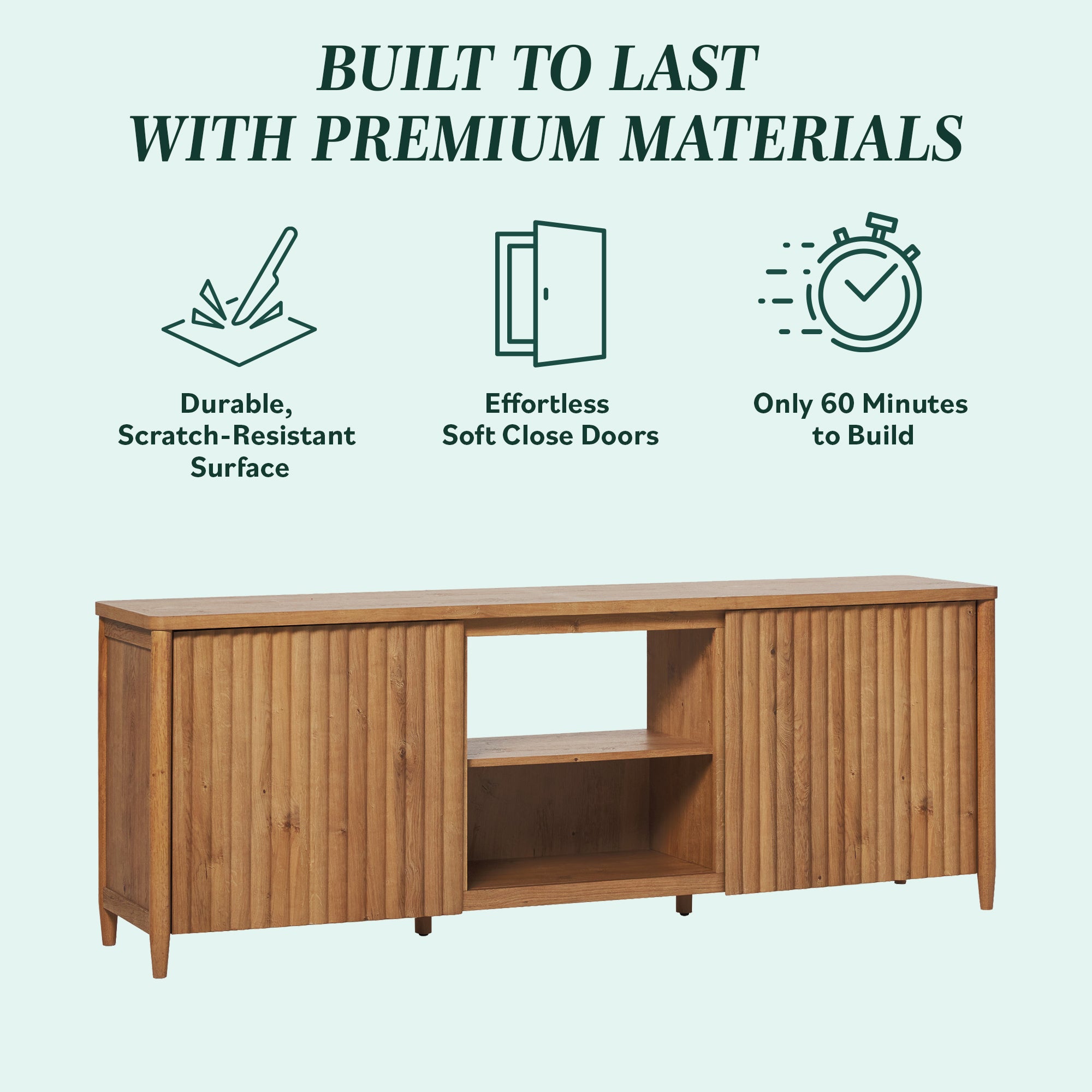 Flynn Scandinavian Reeded TV Stand with Storage - Image 24